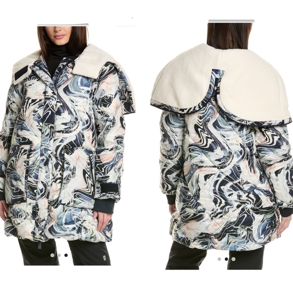 Sweaty Betty Matterhorn Parka Blue Glacier Print Women's size XL